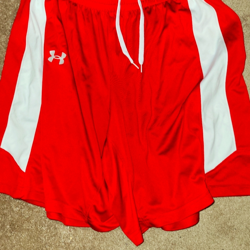 Red underarmour basketball shorts